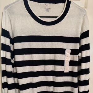 Target A New Day Womens Black White Striped Sweater Size L Large